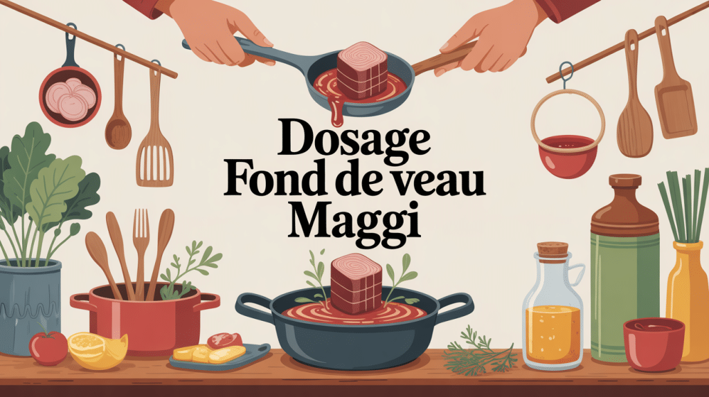 Illustration dosage fond de veau Maggi dans une cuisine chaleureuse