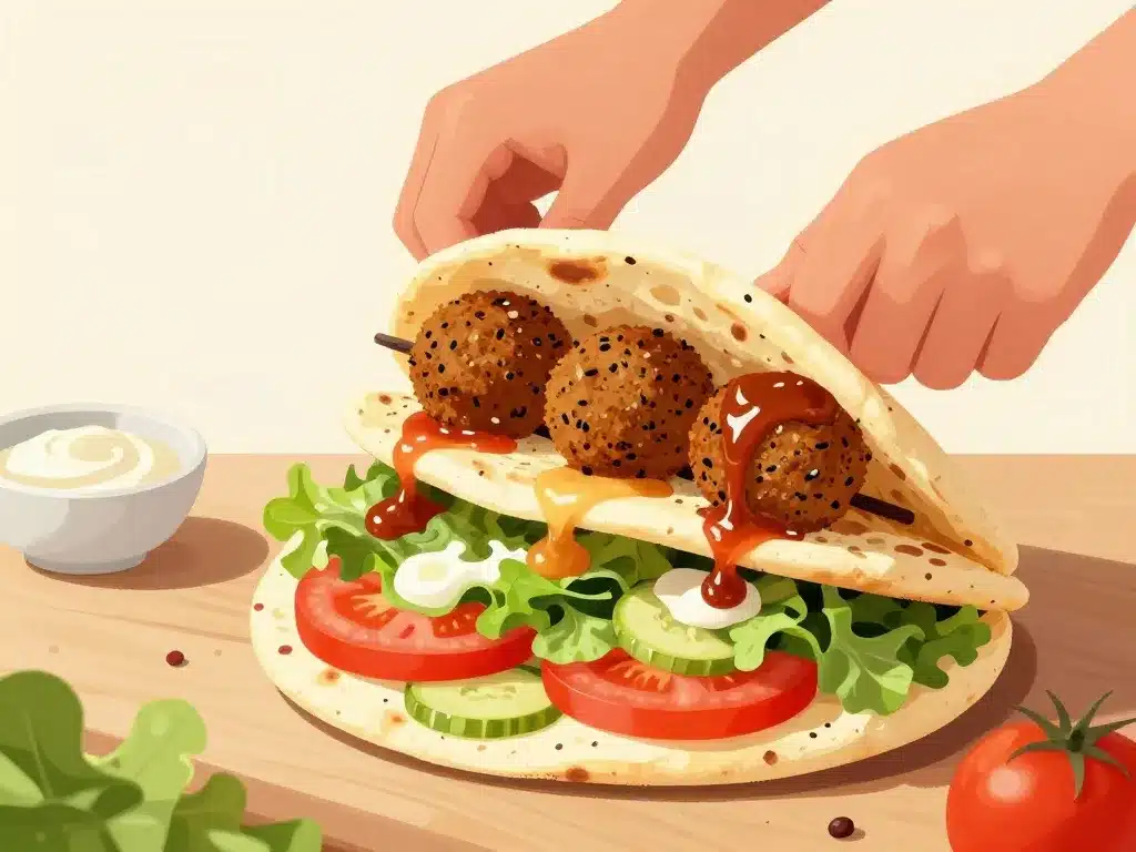 préparer falafel kebab assemblage en étapes
