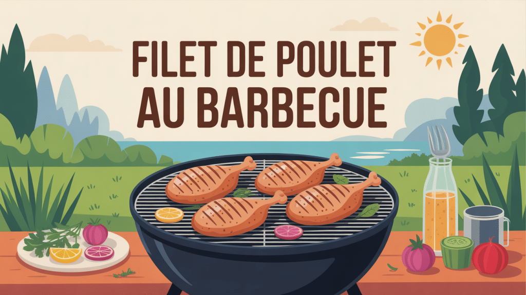 filet de poulet au barbecue grillé avec légumes et herbes
