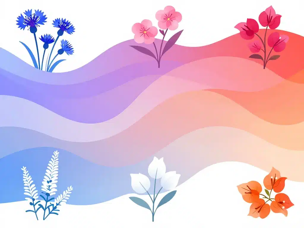 Dégradé couleurs et silhouettes fleurs en b pour usage décoratif