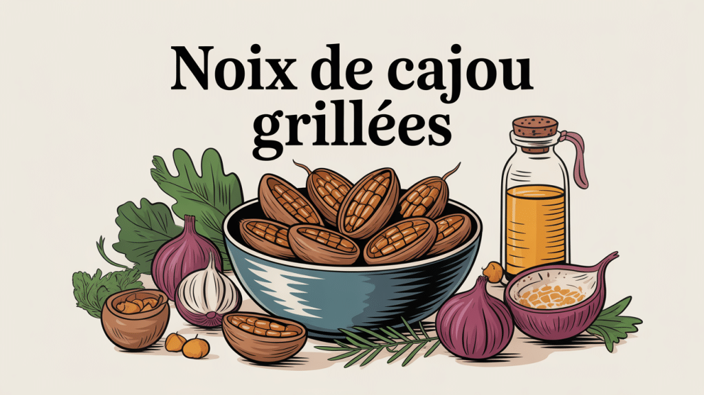 griller des noix de cajou illustration gourmande bol