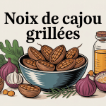 griller des noix de cajou illustration gourmande bol