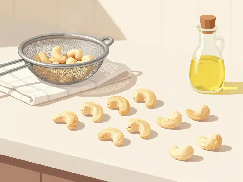 griller des noix de cajou préparation sur plan de travail