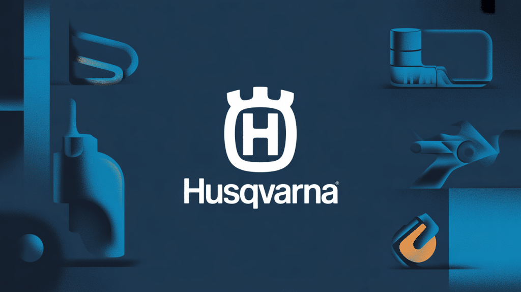 husqvarna logo : cercle couronné avec H central, design industriel suédois