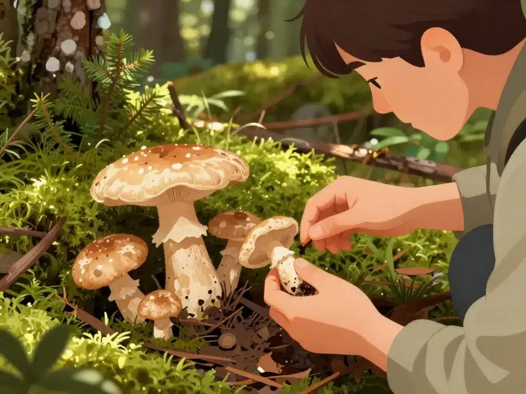 Identifier oreille de cochon champignon au sol en forêt