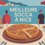 illustration stylisée meilleure socca nice ambiance conviviale