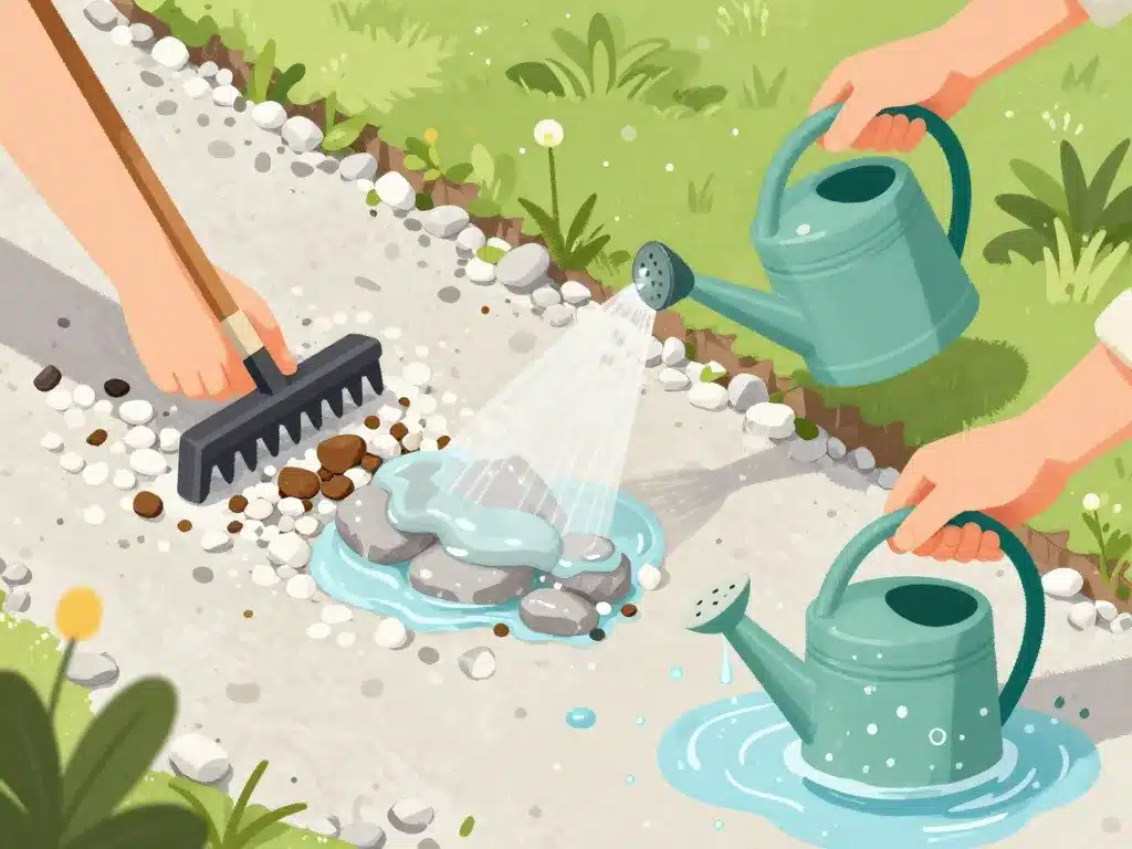 Méthode pas à pas nettoyer cailloux blancs javel