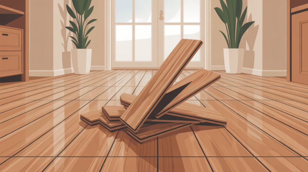 parquet gondolé fer à repasser, illustration parquet bois élégant