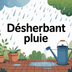 peut on mettre du désherbant quand il pleut illustration vectorielle