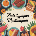 Illustration de plat typique martiniquais sur une grande table créole