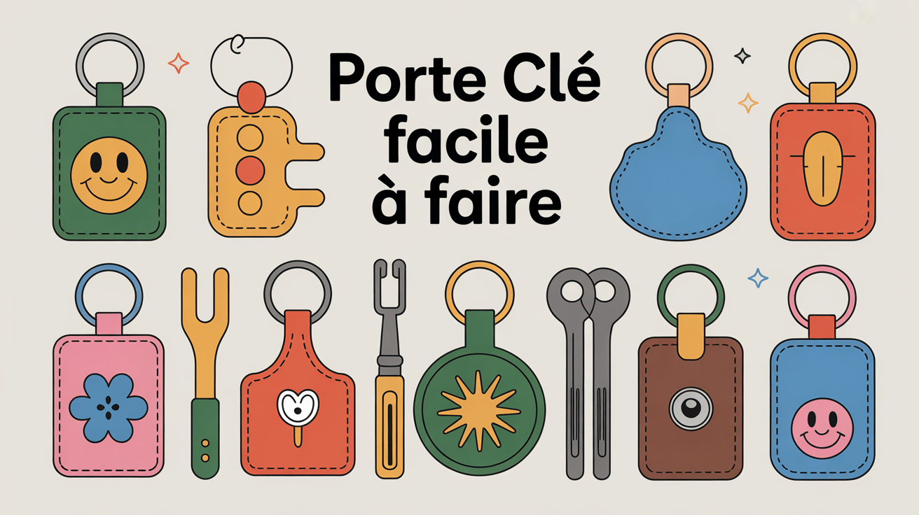 Visuel de plusieurs porte clés faciles à faire avec feutrine perles cuir plastique