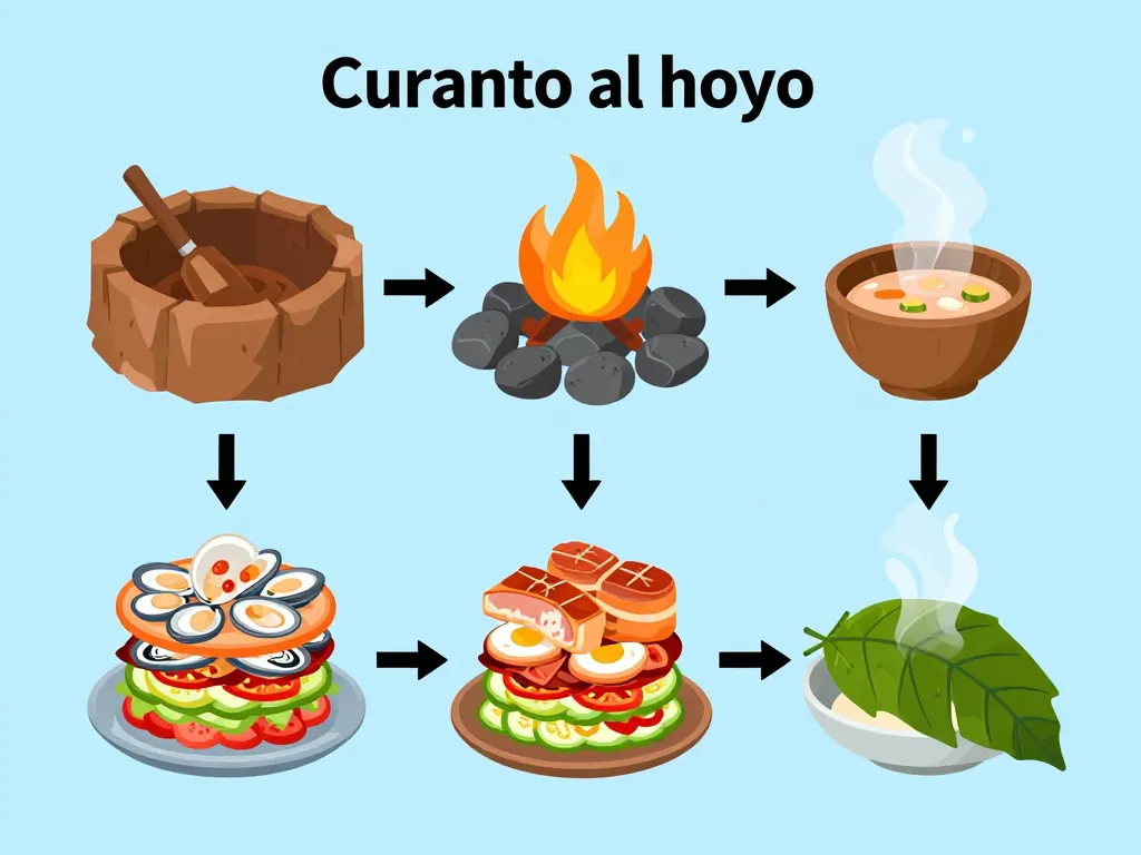 diagramme étapes préparation curanto al hoyo