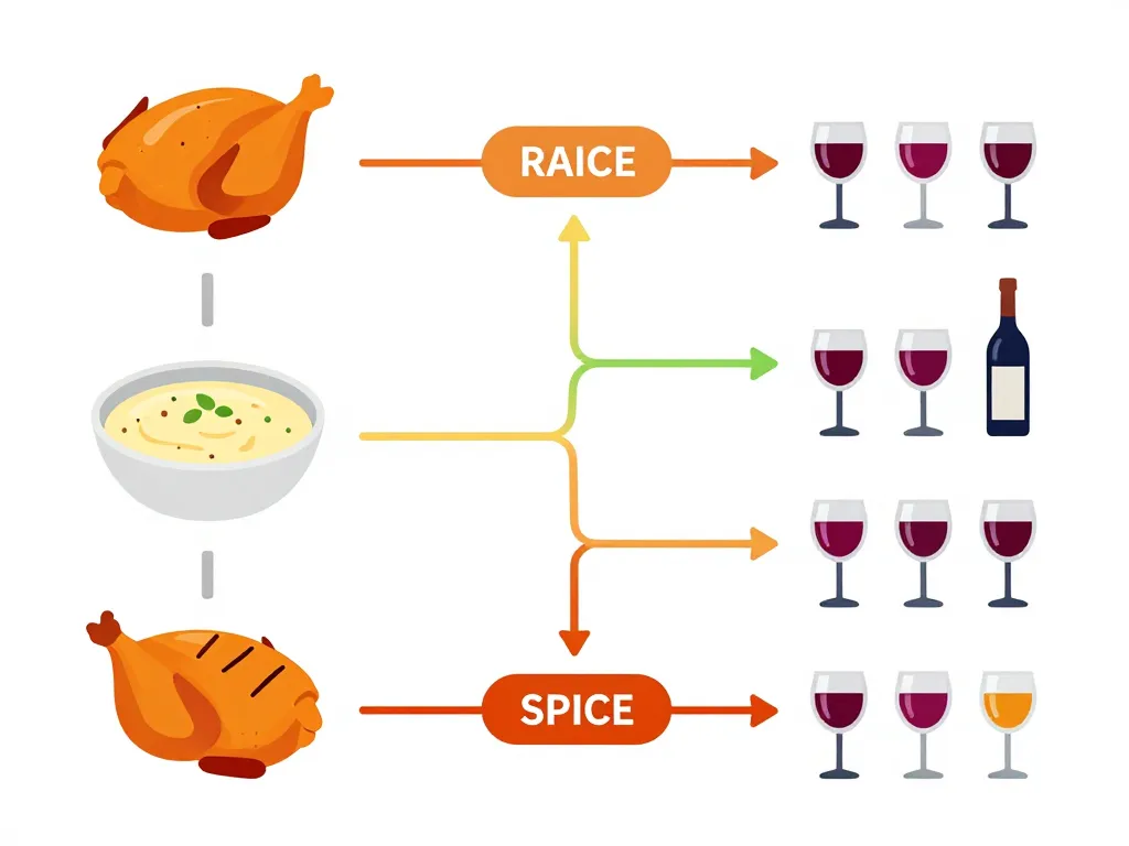 diagramme conceptuel quel vin avec du poulet selon la cuisson
