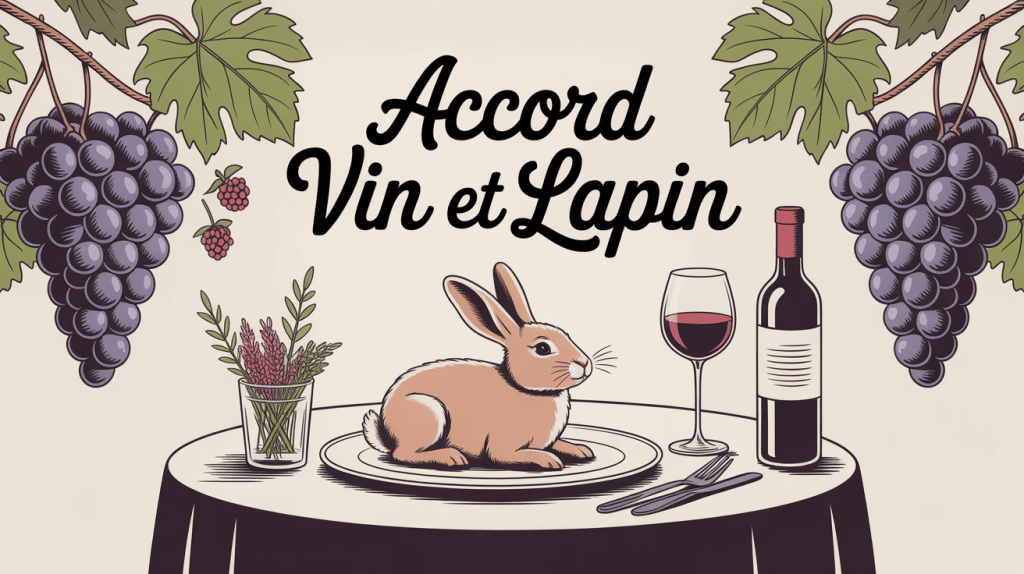 Quel vin avec le lapin illustration table et vin