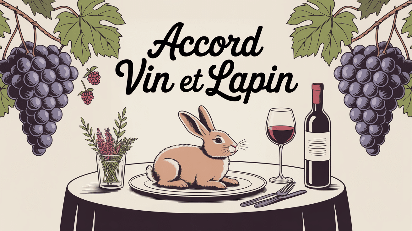 Quel vin avec le lapin illustration table et vin