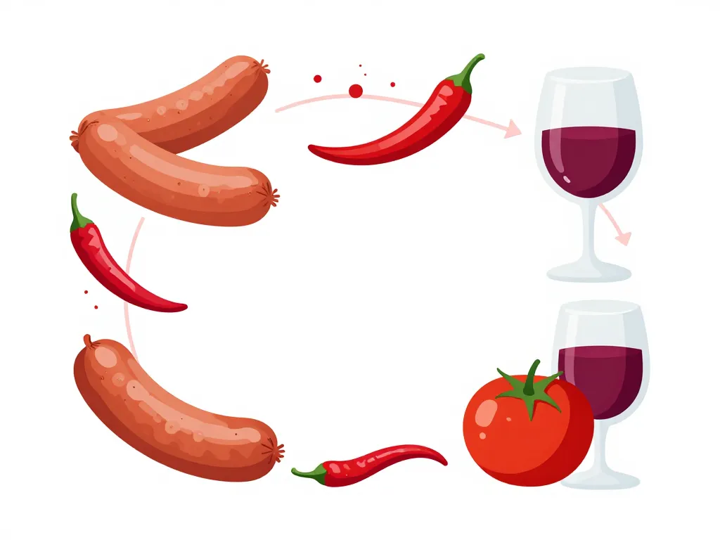 diagramme saveurs quel vin avec rougail saucisse piment tomate vin