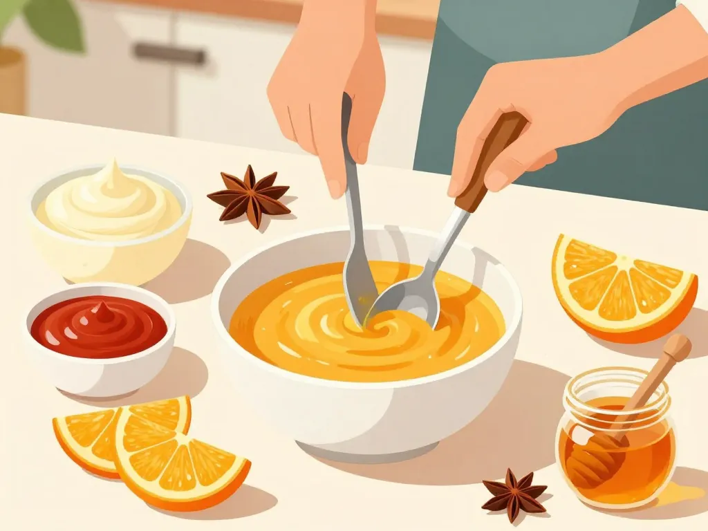 Préparer sauce brasil maison, ingrédients, bol et mains en cuisine