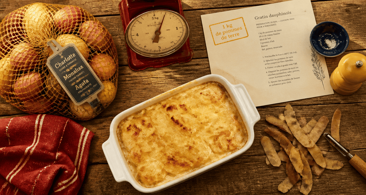 1 kg de pommes de terre sur plan de travail cuisine