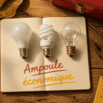 Ampoule economique LED, fluocompacte et filament alignées
