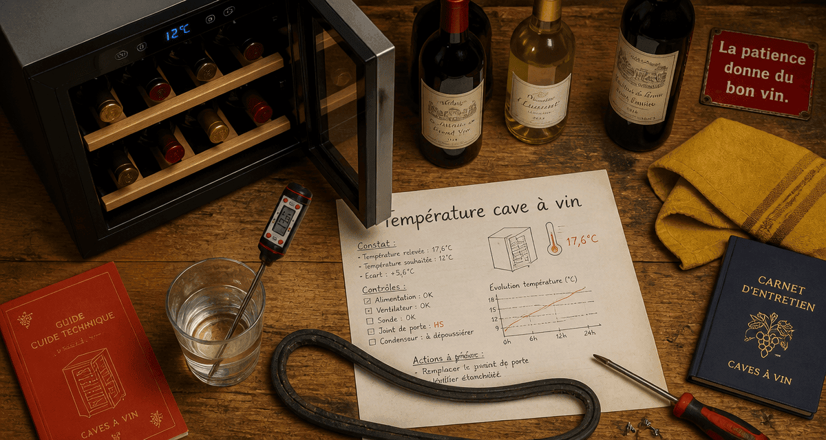 cave à vin problème température vue flat-lay