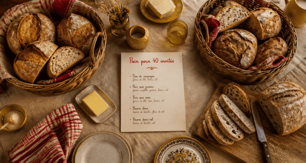 combien de boule de pain pour 40 personnes sur table conviviale