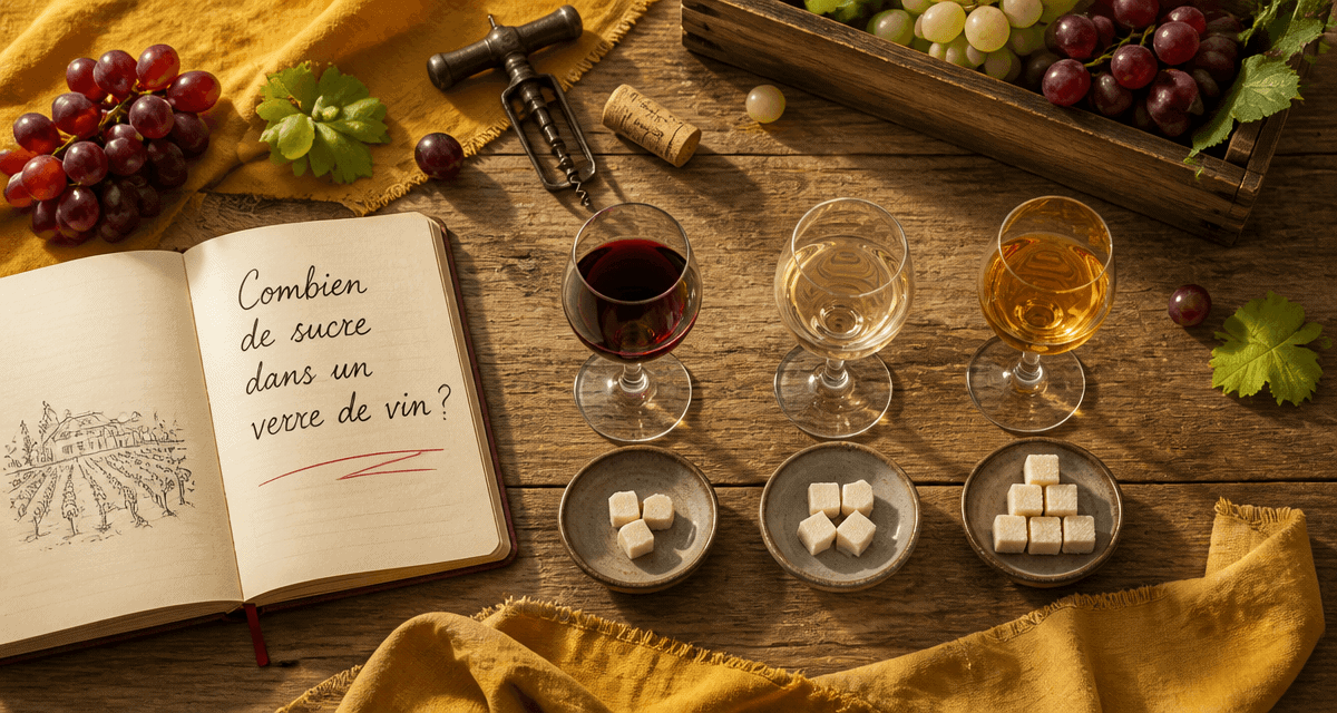 combien de sucre dans un verre de vin, trois verres et morceaux de sucre