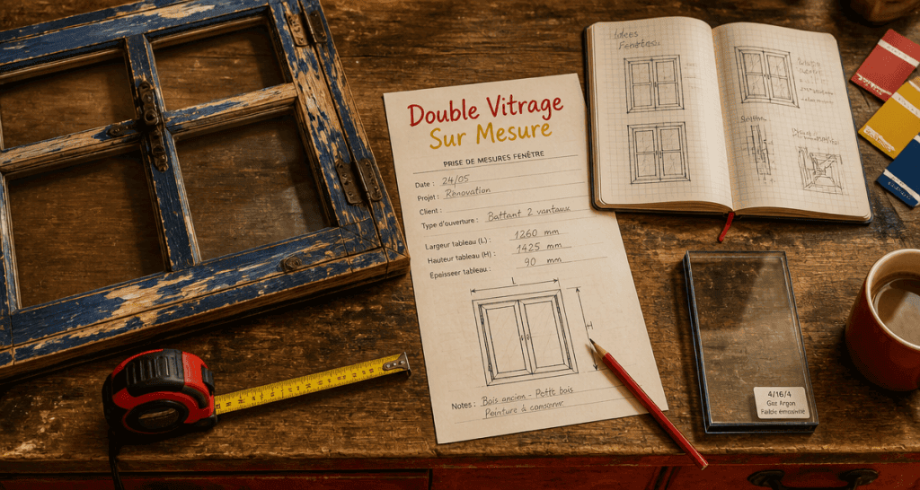 fenetre double vitrage sur mesure outils et croquis