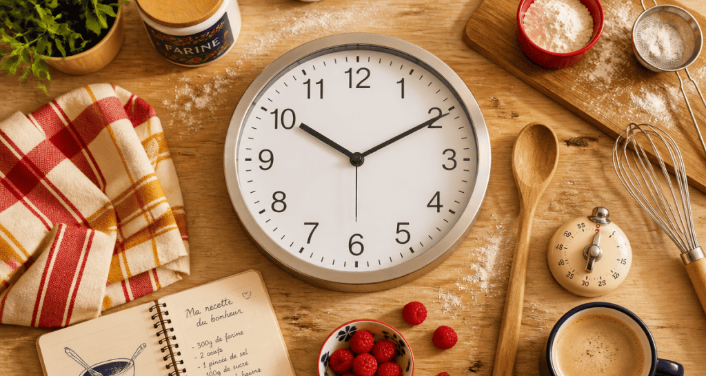 horloge cuisine murale avec ustensiles