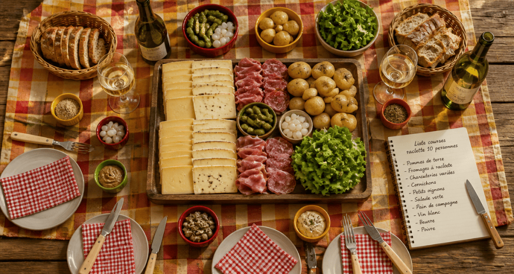 liste courses raclette 10 personnes plateau fromage charcuterie