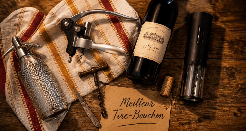 meilleur tire bouchon sur table rustique