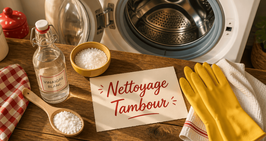 Nettoyage tambour machine à laver avec vinaigre, bicarbonate et cristaux de soude