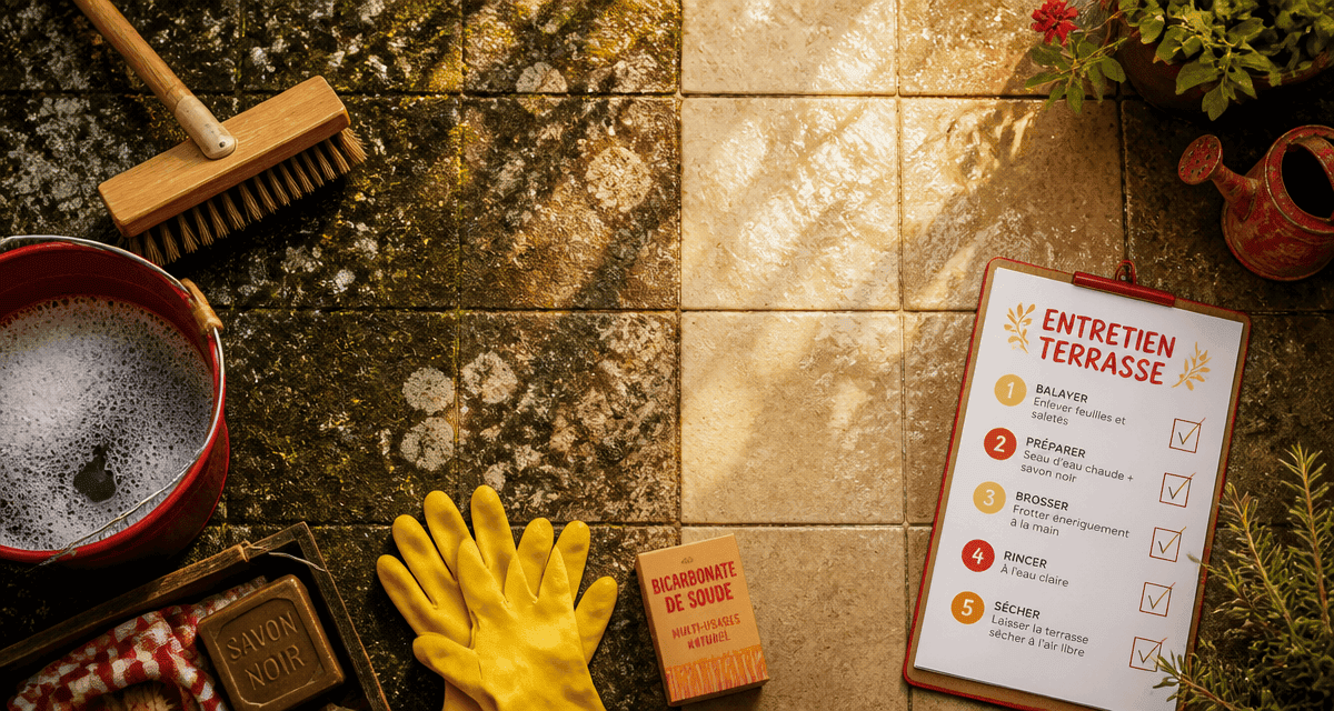 nettoyer dalle de terrasse avant après checklist et accessoires