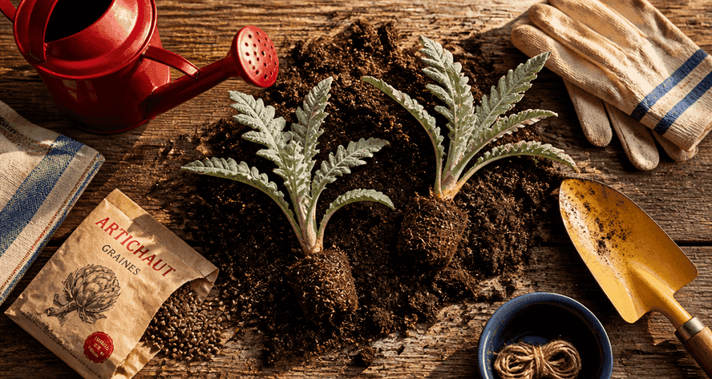 quand planter artichaut jeunes plants et outils jardin
