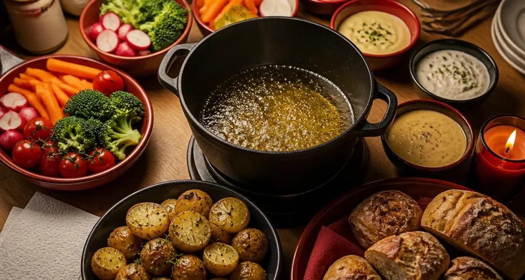 Accompagnement fondue bourguignonne : légumes et grenailles, sans frites