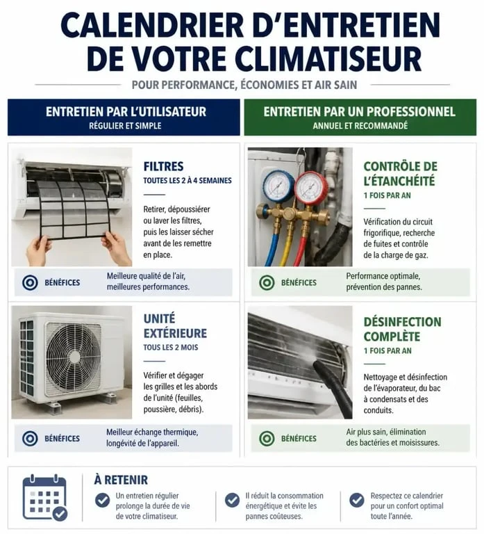 Calendrier d'entretien d'un climatiseur : étapes pour l'utilisateur et le professionnel