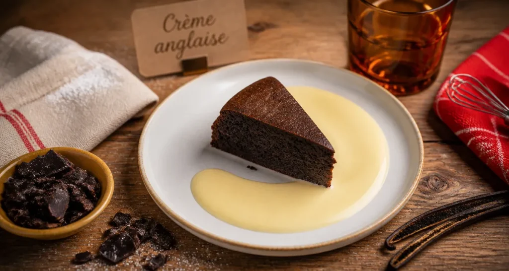 Gâteau pour accompagner une crème anglaise : brownie chocolat et crème anglaise