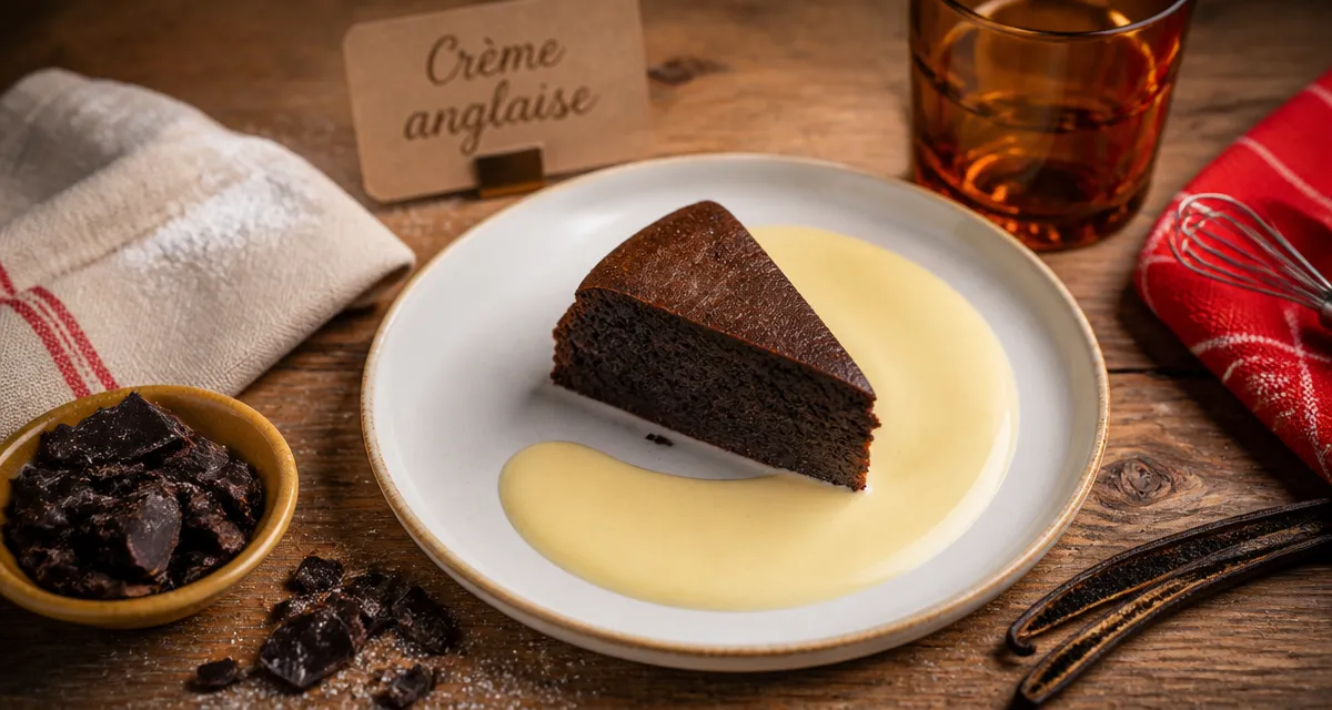 Gâteau pour accompagner une crème anglaise : brownie chocolat et crème anglaise