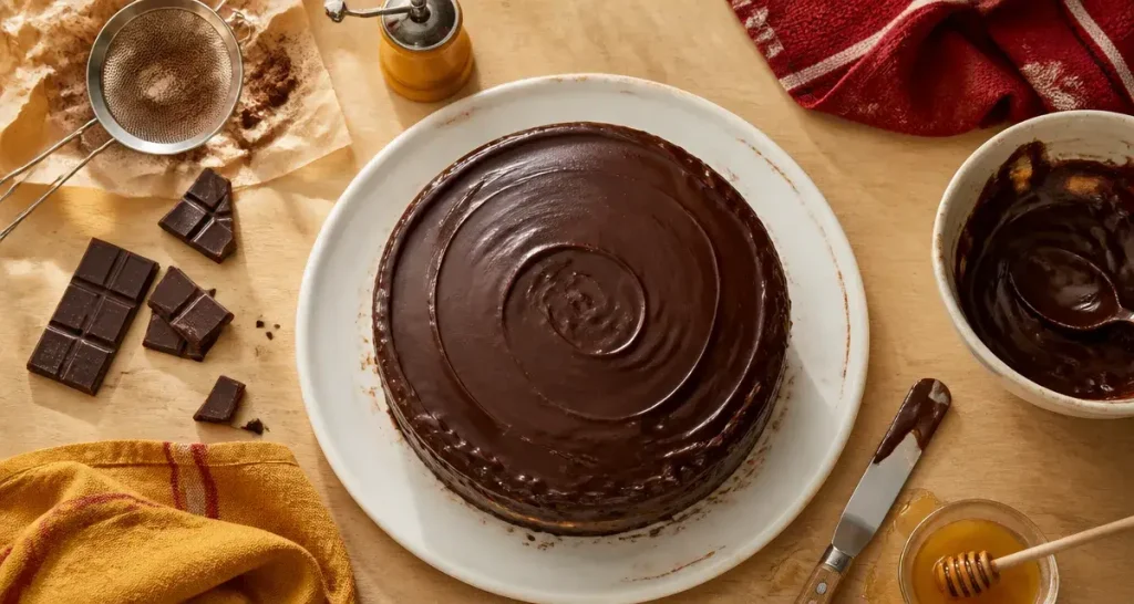 Glaçage sans sucre glace au chocolat brillant, sans sucre glace