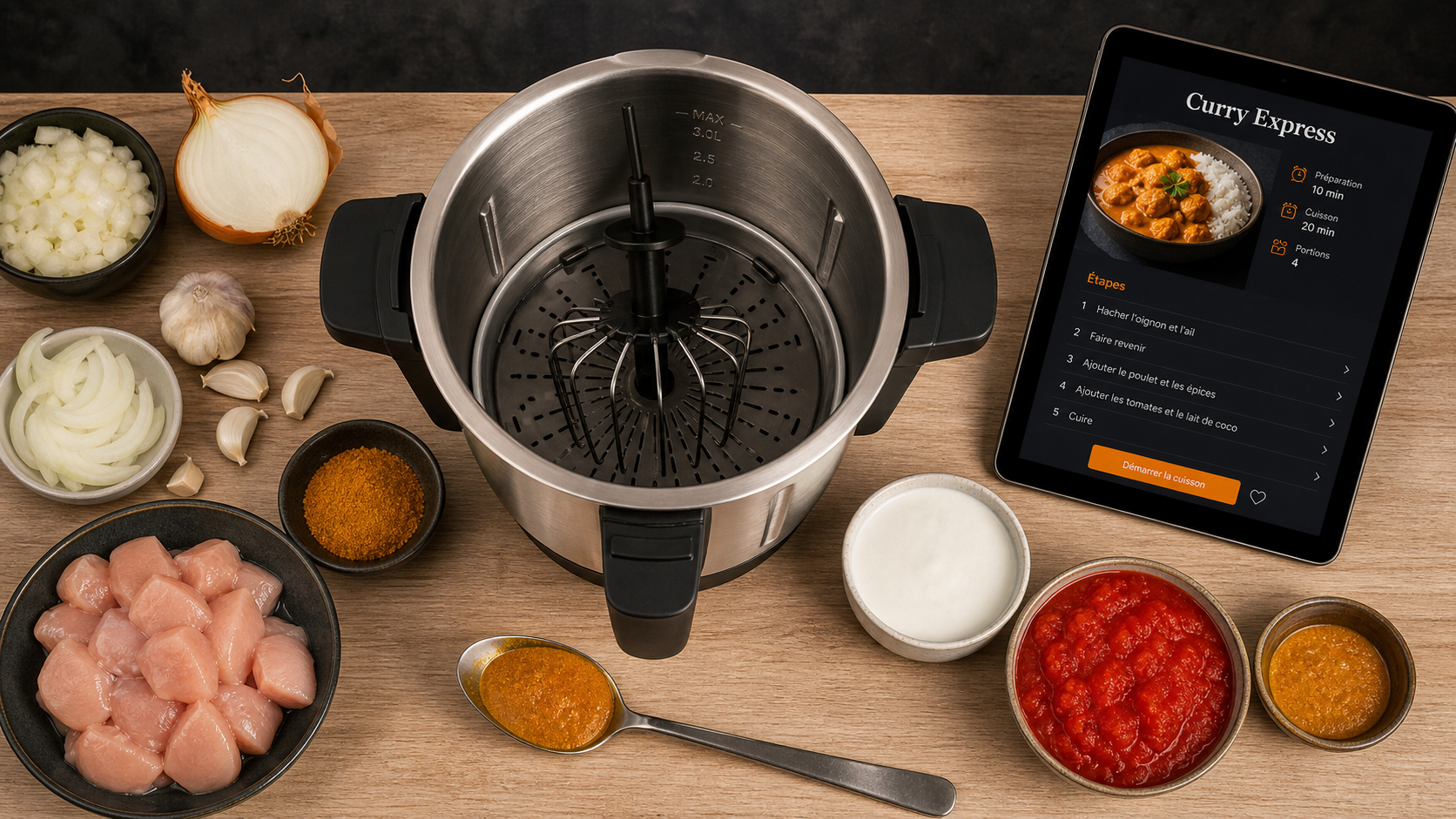 Les meilleurs recettes monsieur cuisine connect : curry express au Monsieur Cuisine Connect