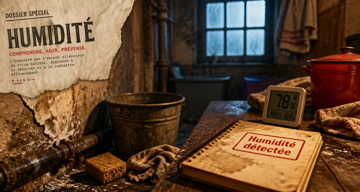 Odeur humidité maison : cave humide, hygromètre et traces