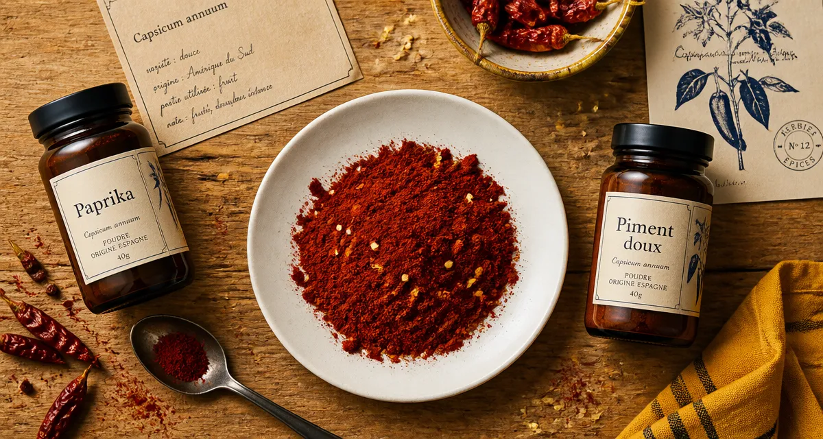 Paprika ou piment doux, épices Capsicum en poudre rouge et graines