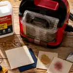 quel produit mettre dans une shampouineuse sur plan de travail avec tissus