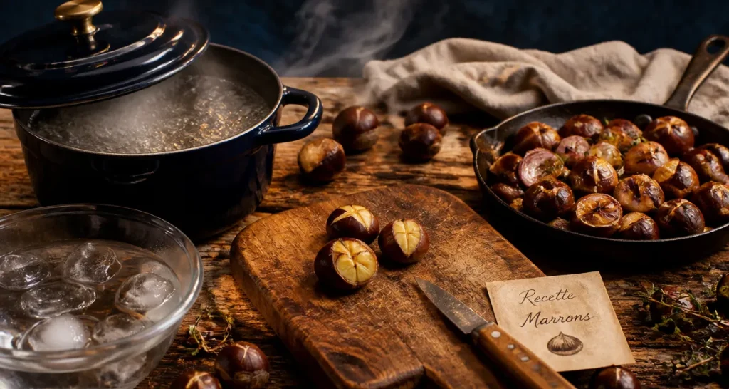 Recette marron : cuisson et épluchage facile, marrons entaillés