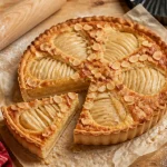 Recette sucrée avec pâte brisée : tarte amandine poires, pâte dorée sans détremper