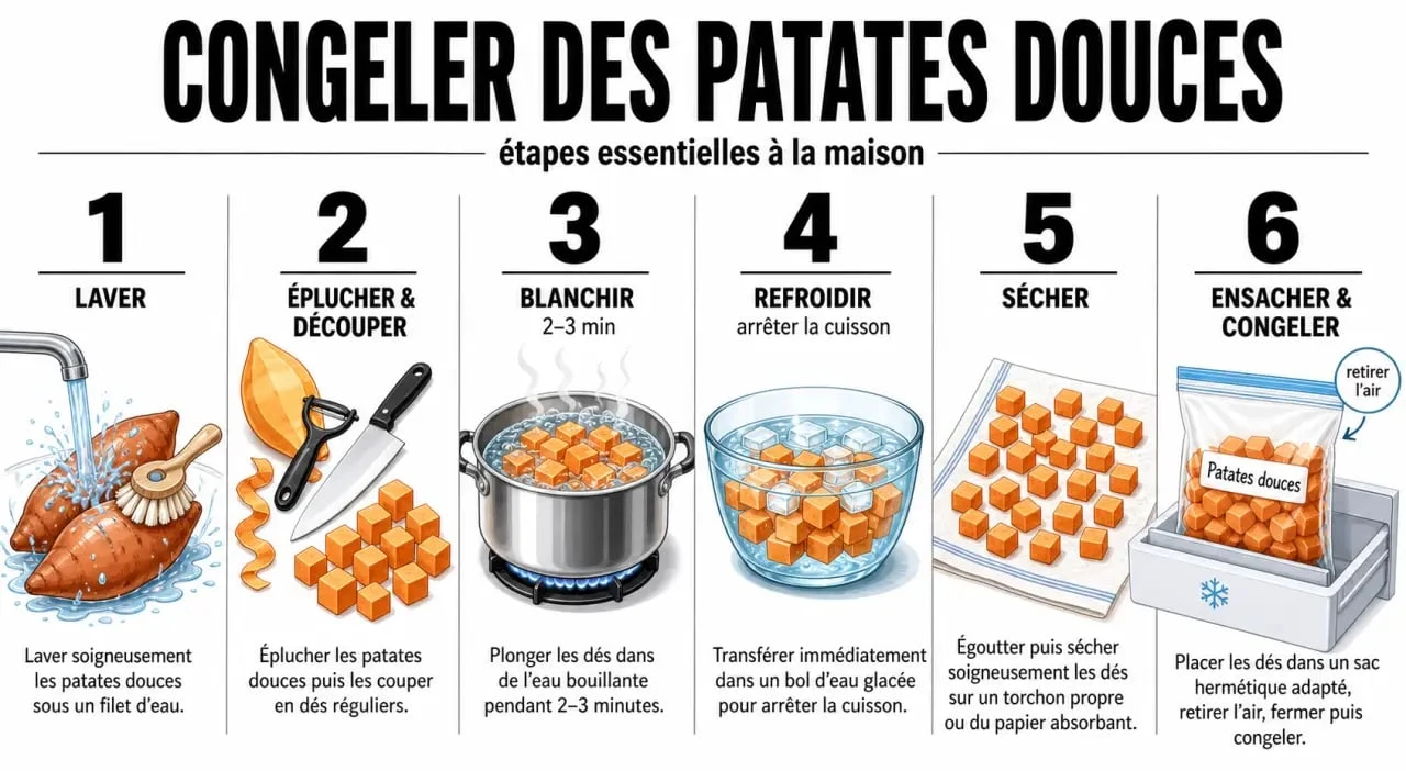 Congeler patate douce : étapes de préparation et de mise au congélateur