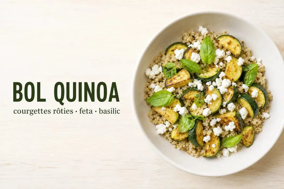 Bol de quinoa aux légumes rôtis et feta pour un menu semaine 1 personne