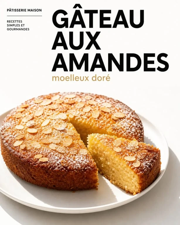 Gâteau poudre d'amande moelleux et doré, présenté sur une assiette blanche