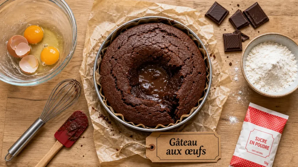 Gateau oeuf fondant chocolat aux 8 œufs, cœur tremblotant