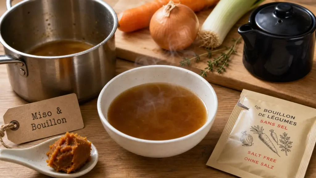 Par quoi remplacer le bouillon de volaille : miso, légumes et soja