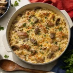 Plat a base de poulet : gratin de poulet aux champignons et riz